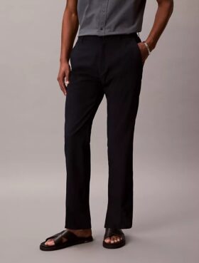 Pantalon droit en seersucker