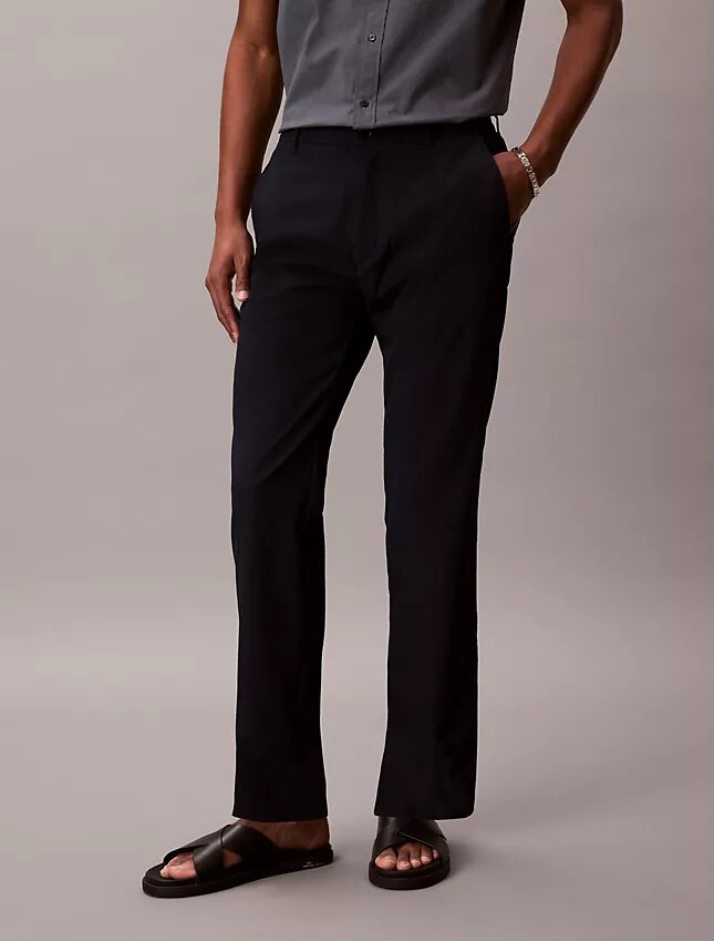 Pantalon droit en seersucker Pantalon droit en seersucker
