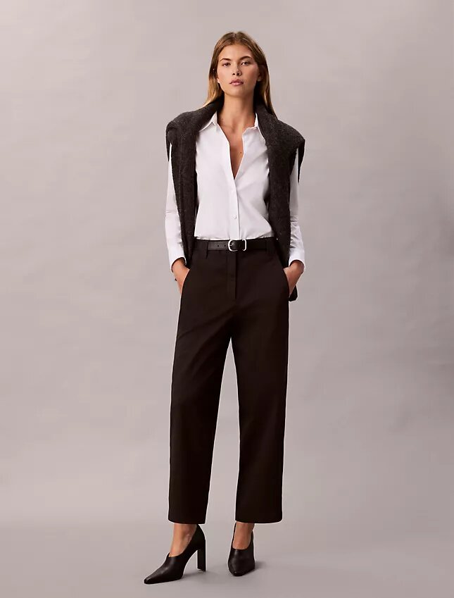 Pantalon droit en sergé de coton Cotton Stretch Pantalon droit en sergé de coton Cotton Stretch