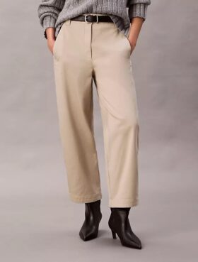 Pantalon droit en sergé de coton Cotton Stretch