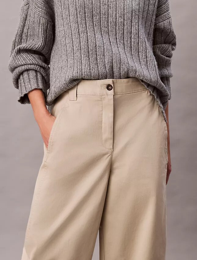 Pantalon droit en sergé de coton Cotton Stretch Pantalon droit en sergé de coton Cotton Stretch