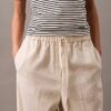 Pantalon en lin et coton avec cordon de serrage