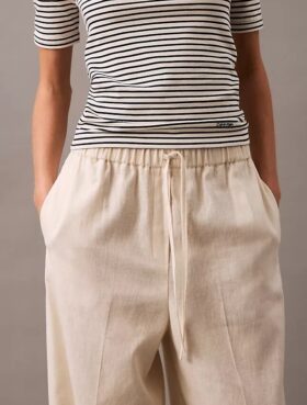 Pantalon en lin et coton avec cordon de serrage Pantalon en lin et coton avec cordon de serrage