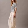 Pantalon en lin et coton avec cordon de serrage