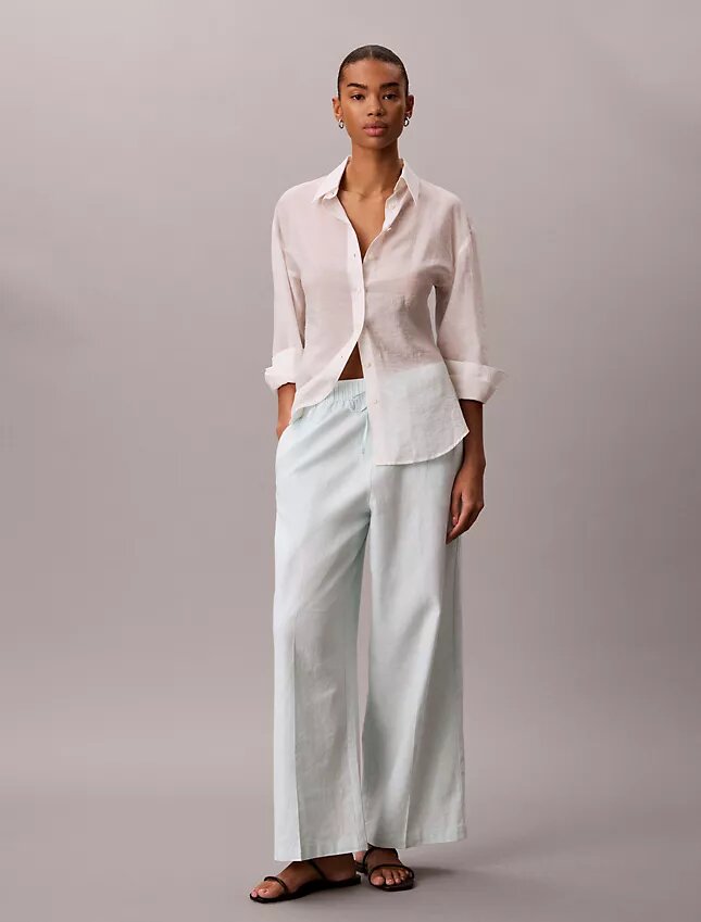Pantalon en lin et coton à enfiler Pantalon en lin et coton à enfiler