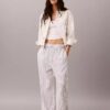 Pantalon en lin et coton à enfiler