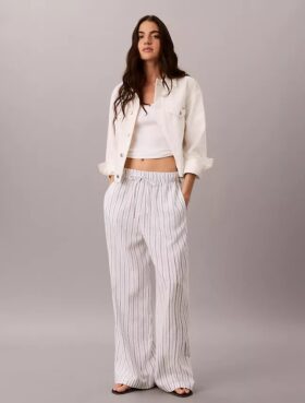 Pantalon en lin et coton à enfiler