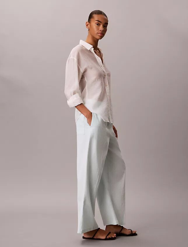 Pantalon en lin et coton à enfiler Pantalon en lin et coton à enfiler