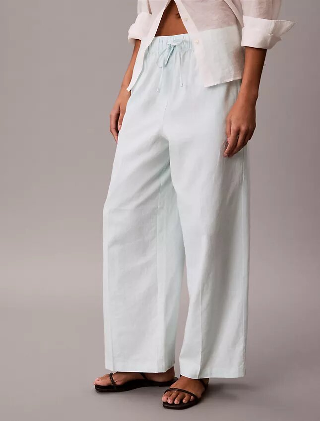 Pantalon en lin et coton à enfiler Pantalon en lin et coton à enfiler