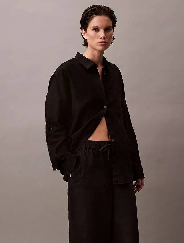 Pantalon en lin et coton à enfiler Pantalon en lin et coton à enfiler