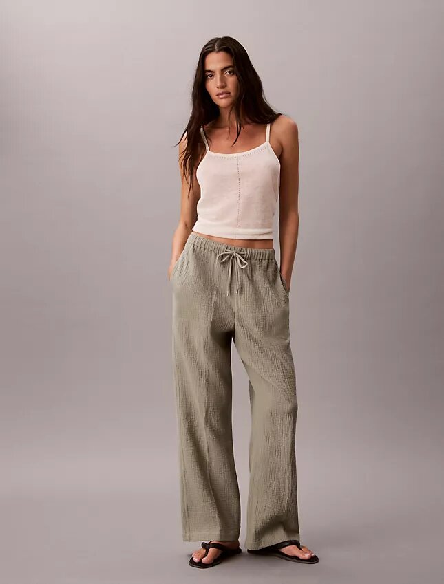 Pantalon à enfiler en double gaze Pantalon à enfiler en double gaze