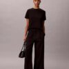 Pantalon à jambes larges en ponte rayé Pantalon à jambes larges en ponte rayé