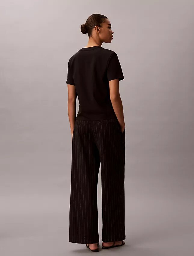Pantalon à jambes larges en ponte rayé Pantalon à jambes larges en ponte rayé