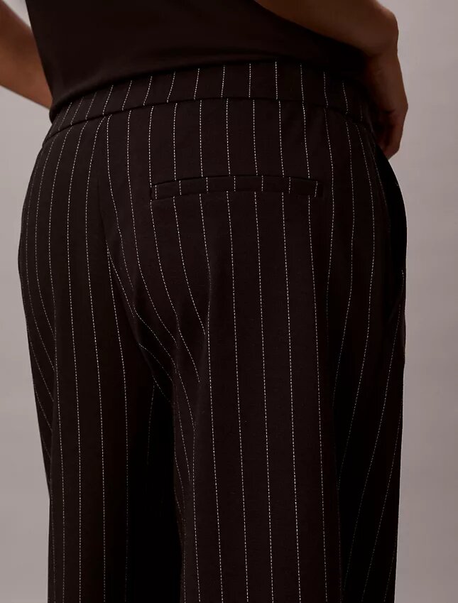 Pantalon à jambes larges en ponte rayé Pantalon à jambes larges en ponte rayé
