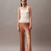 Pantalon à jambes larges en satin froissé Pantalon à jambes larges en satin froissé