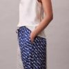 Pantalon à jambes larges en sergé de viscose imprimé Pantalon à jambes larges en sergé de viscose imprimé