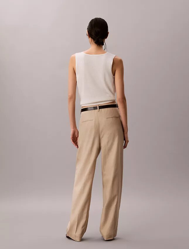 Pantalon large ajusté en mélange de lin Pantalon large ajusté en mélange de lin