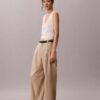 Pantalon large ajusté en mélange de lin Pantalon large ajusté en mélange de lin