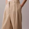 Pantalon large ajusté en mélange de lin Pantalon large ajusté en mélange de lin