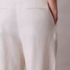 Pantalon large ajusté en mélange de lin Pantalon large ajusté en mélange de lin
