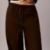 Pantalon large à cordon de serrage en mélange de lin Pantalon large à cordon de serrage en mélange de lin