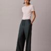 Pantalon large à cordon de serrage en mélange de lin Pantalon large à cordon de serrage en mélange de lin
