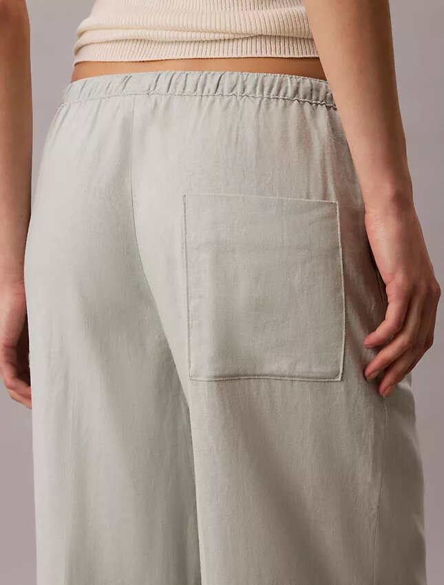 Pantalon large à cordon de serrage en mélange de lin Pantalon large à cordon de serrage en mélange de lin