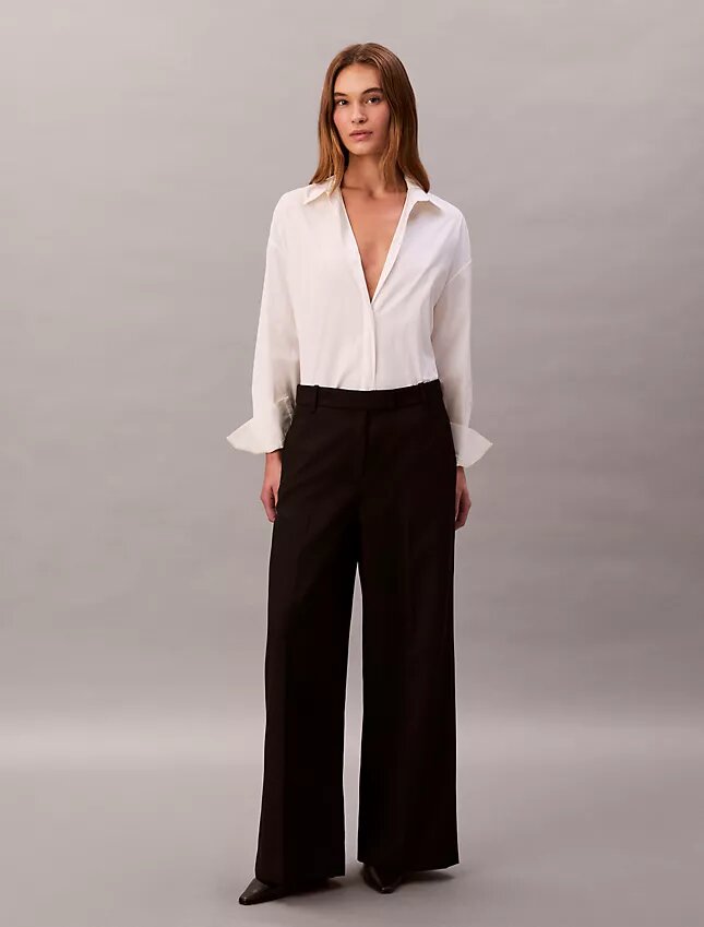 Pantalon large en gabardine de laine Pantalon large en gabardine de laine