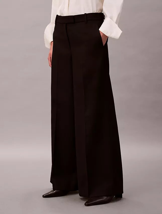 Pantalon large en gabardine de laine Pantalon large en gabardine de laine
