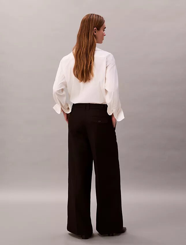Pantalon large en gabardine de laine Pantalon large en gabardine de laine