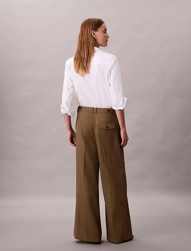 Pantalon large en gabardine de laine Pantalon large en gabardine de laine