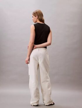 Pantalon parachute en nylon froissé