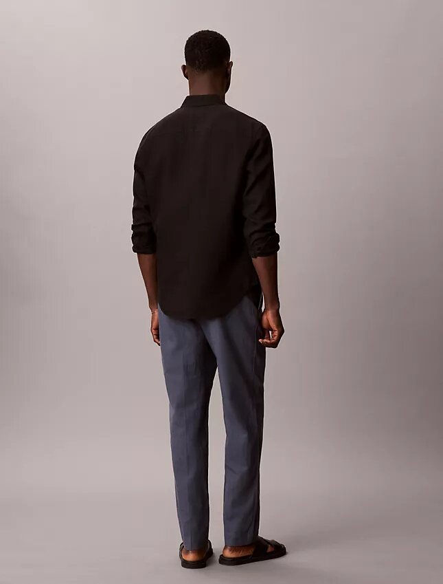 Pantalon à plis en mélange de lin à enfiler Pantalon à plis en mélange de lin à enfiler