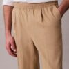 Pantalon à plis en mélange de lin à enfiler Pantalon à plis en mélange de lin à enfiler