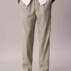 Pantalon à plis en mélange de lin à enfiler Pantalon à plis en mélange de lin à enfiler