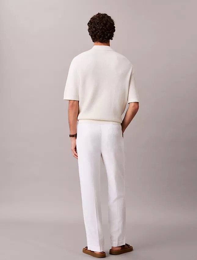 Pantalon à plis en mélange de lin à enfiler Pantalon à plis en mélange de lin à enfiler
