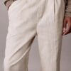 Pantalon à plis en mélange de lin à enfiler Pantalon à plis en mélange de lin à enfiler