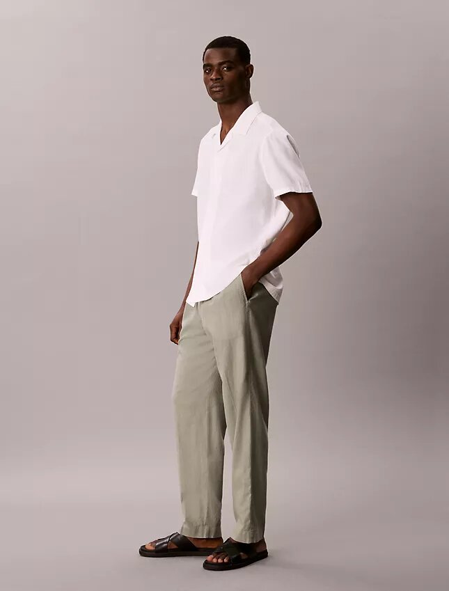 Pantalon à plis en mélange de lin à enfiler Pantalon à plis en mélange de lin à enfiler