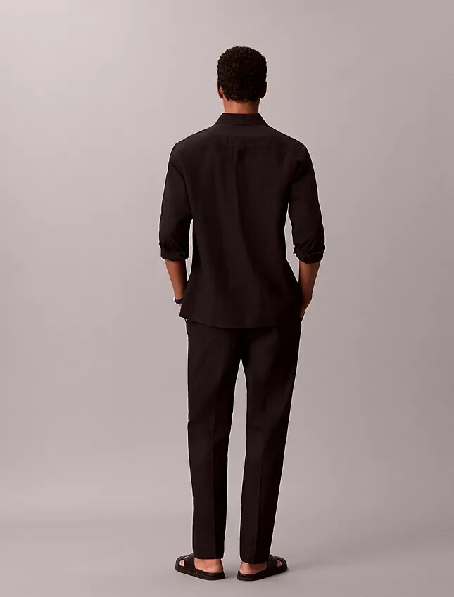 Pantalon à plis en mélange de lin à enfiler Pantalon à plis en mélange de lin à enfiler