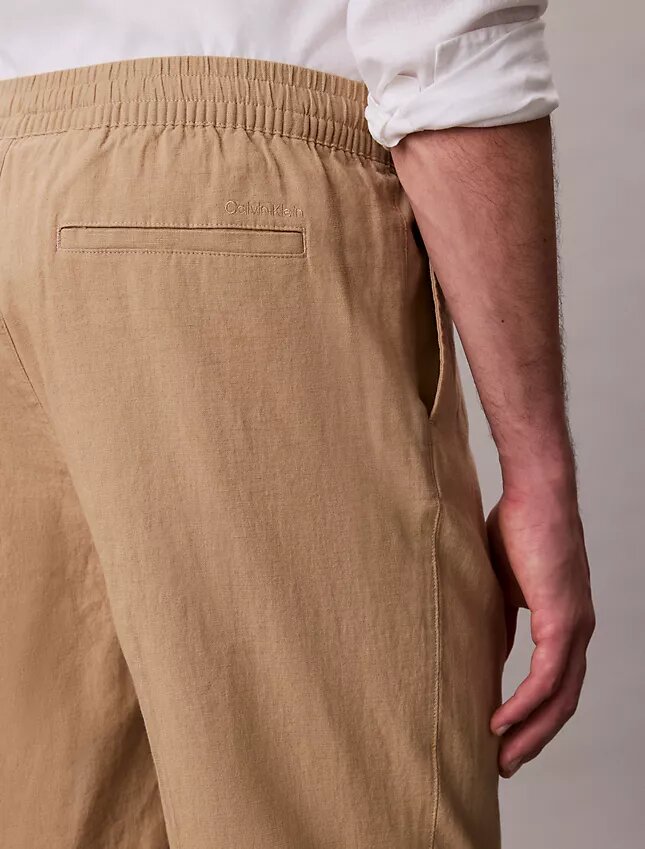 Pantalon à plis en mélange de lin à enfiler Pantalon à plis en mélange de lin à enfiler