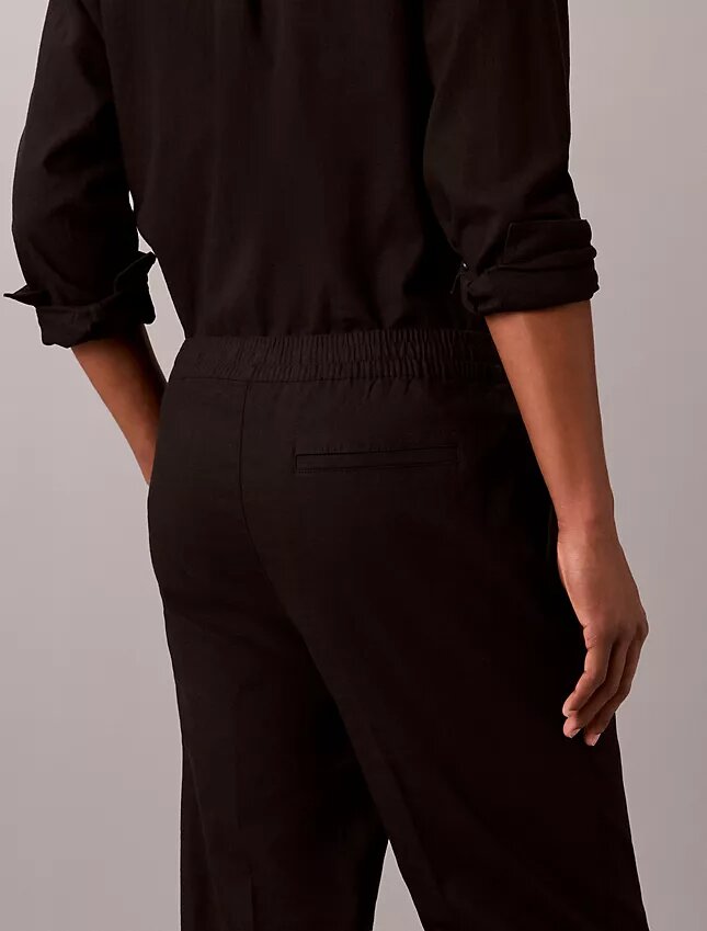 Pantalon à plis en mélange de lin à enfiler Pantalon à plis en mélange de lin à enfiler