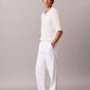 Pantalon à plis en mélange de lin à enfiler Pantalon à plis en mélange de lin à enfiler