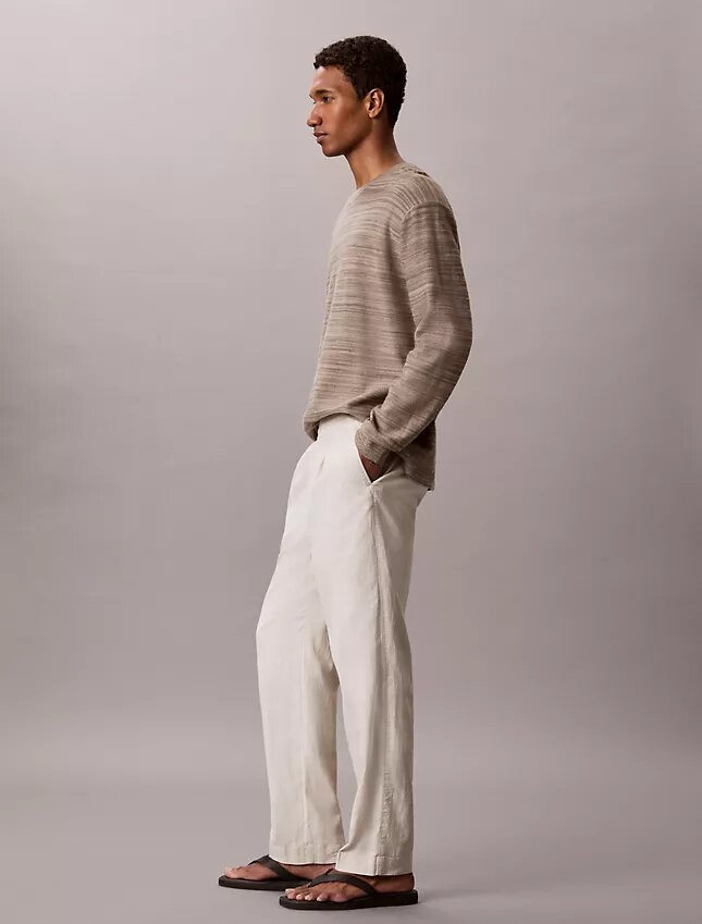 Pantalon à plis en mélange de lin à enfiler Pantalon à plis en mélange de lin à enfiler