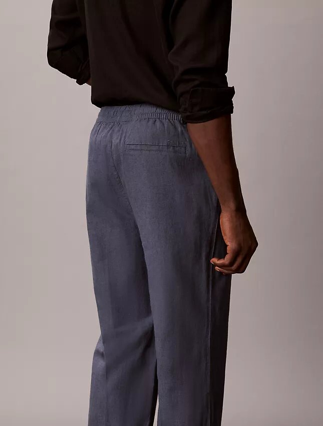 Pantalon à plis en mélange de lin à enfiler Pantalon à plis en mélange de lin à enfiler