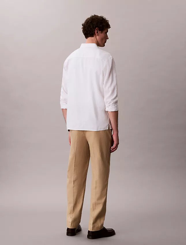 Pantalon à plis en mélange de lin à enfiler Pantalon à plis en mélange de lin à enfiler