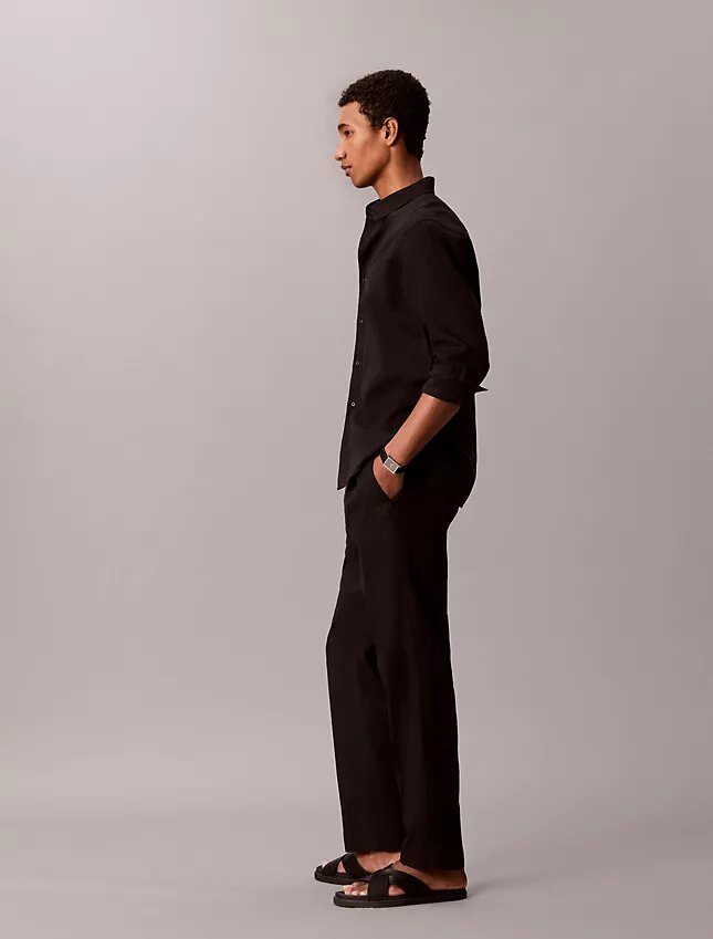 Pantalon à plis en mélange de lin à enfiler Pantalon à plis en mélange de lin à enfiler