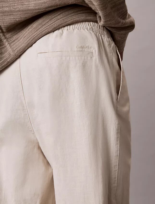 Pantalon à plis en mélange de lin à enfiler Pantalon à plis en mélange de lin à enfiler
