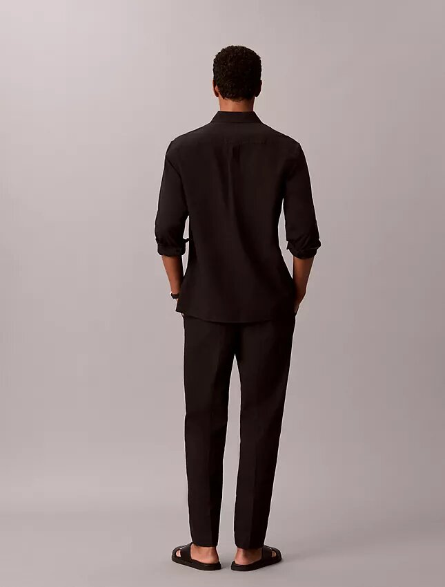 Pantalon à plis en mélange de lin à enfiler Pantalon à plis en mélange de lin à enfiler