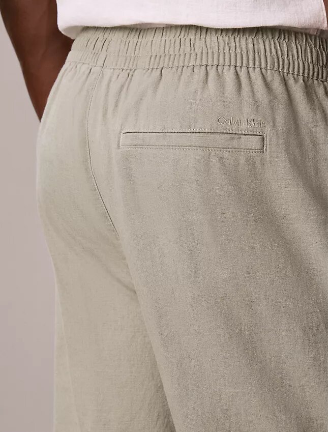 Pantalon à plis en mélange de lin à enfiler Pantalon à plis en mélange de lin à enfiler
