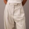 Pantalon plissé en gabardine de laine mélangée Pantalon plissé en gabardine de laine mélangée